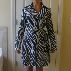 Black Rivet zebra print trench coat